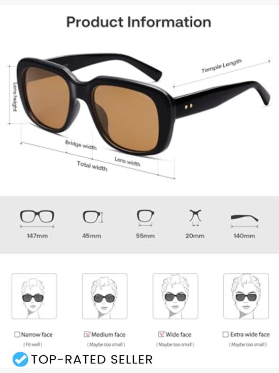Classic Thick Frame Square Sunglasses Retro 90s Style UV400 Protection Trendy
